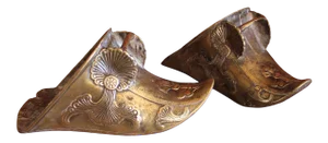 Brass Stirrups With Anthemion Ornament, 19th Century Spanish Colonial