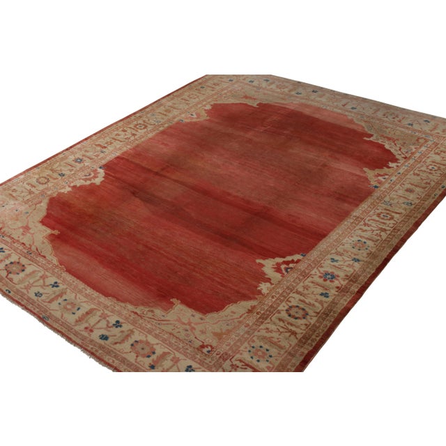 Traditional Hand-Knotted Antique Persian Sultanabad Rug in Red Open Field and Floral Border For Sale - Image 3 of 5