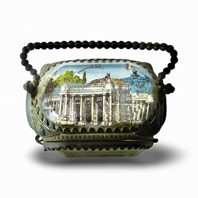 A rare and exquisite survivor of the Paris Exposition of 1900, this French beveled-glass jewel casket captures the Belle...