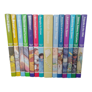 Vintage 1980s - 1990s Childcraft Topical Annuals Illustrated Children's Reference Books Plus Dictionary Set of 14