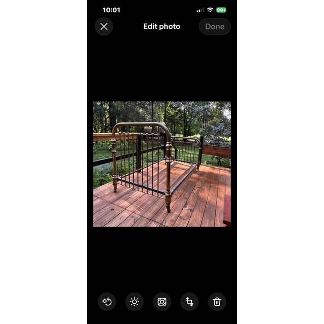 Antique Mixed-Metal Twin Bed Frame With Brass Accents For Sale - Image 14 of 16