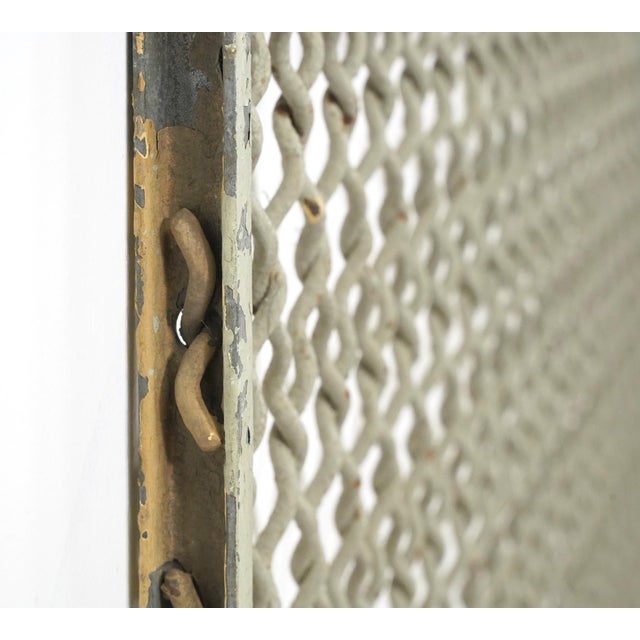 Metal Pair of Reclaimed Industrial Steel Mesh Security Panels 41.5 X 22.25 In. For Sale - Image 7 of 8