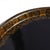 Oval tole tea tray with rolled rim in black with a stenciled border decoration in bronze powder. Surfaces have been...