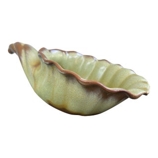 Vintage Organic Modern Studio Pottery Shell Form Centerpiece Bowl For Sale