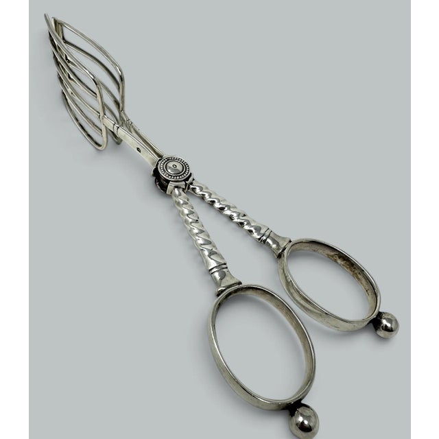 Antique Vintage English Sterling Silver Asparagus Tongs Ben Wade Sheffield 1921 For Sale - Image 6 of 9