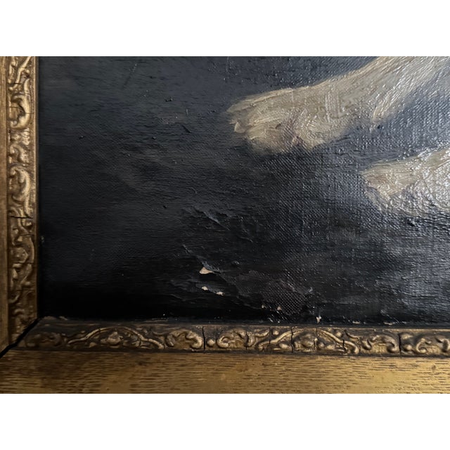 Wood Antique English Oil Painting of a Collie by Florence Jay, Early 20th Century For Sale - Image 7 of 8