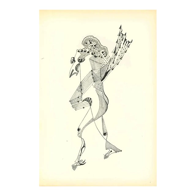 Bruno Capacci, Composition of Diodora, Original Lithograph, 1950s For Sale