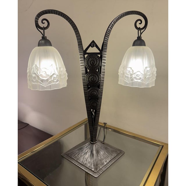 Large Art Deco Double Tulip Lamp by Paul Gilles, 1930s For Sale - Image 12 of 18