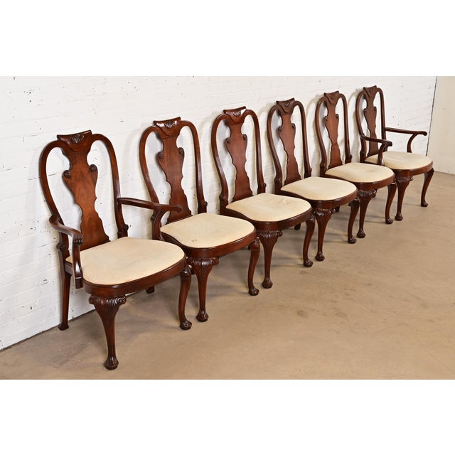 Baker Furniture Company Baker Furniture Georgian Carved Mahogany Dining Chairs, Set of Six For Sale - Image 4 of 12