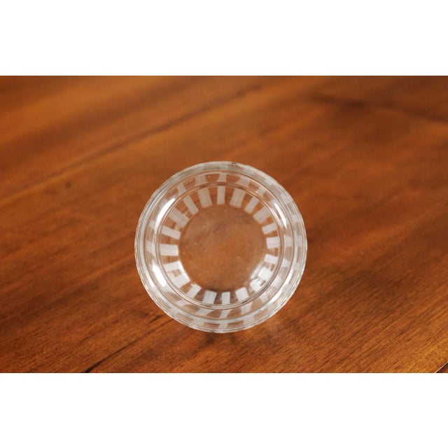 English 20th Century Petite English Glass Bulbous Container with Etched Motifs For Sale - Image 3 of 12