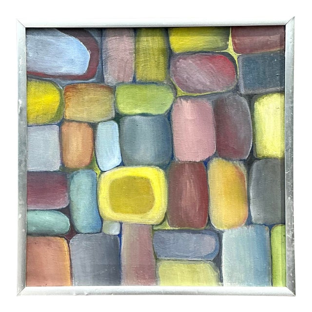 Vintage Original Abstract Oil on Board For Sale