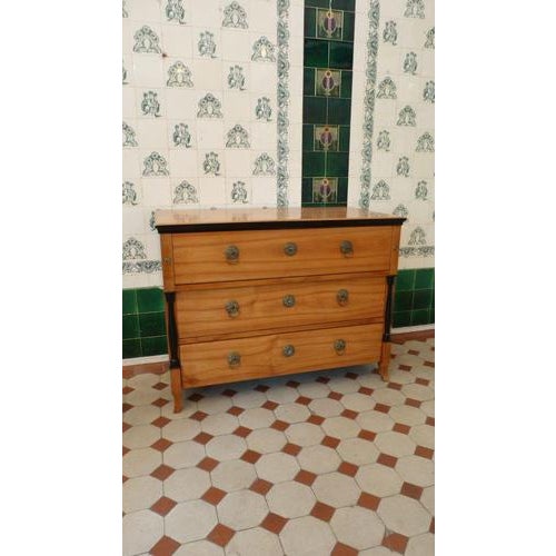 Biedermeier Cherrywood Chest of Drawers with Columns, 1840s For Sale - Image 4 of 12