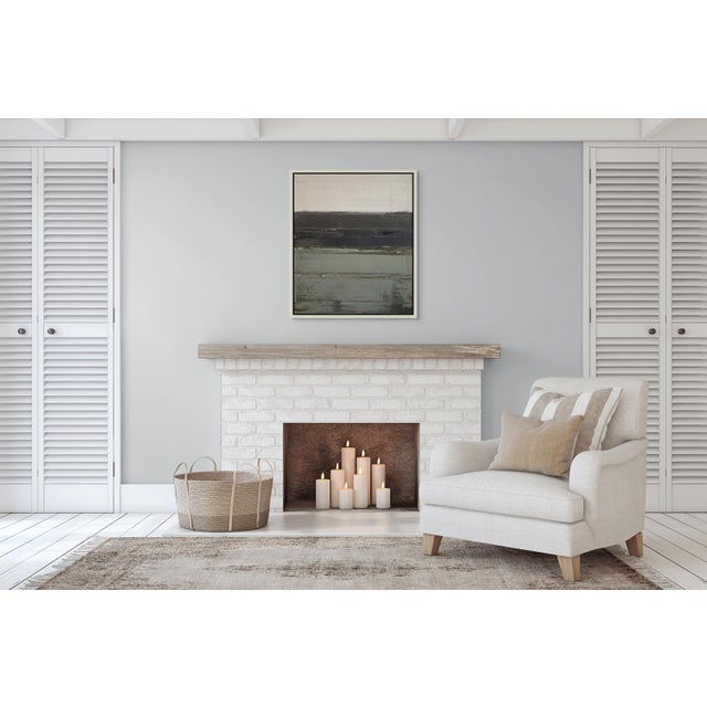 2020s Framed Abstract Minimalist Seascape / Landscape Oil Painting / Neutral Color Palette / Color Field For Sale - Image 5 of 12