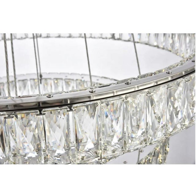 Elegant Lighting Monroe 3 Light 32" Wide Led Crystal Ring Waterfall Chrome Chandelier With Clear Royal Cut Crystals For Sale - Image 4 of 8