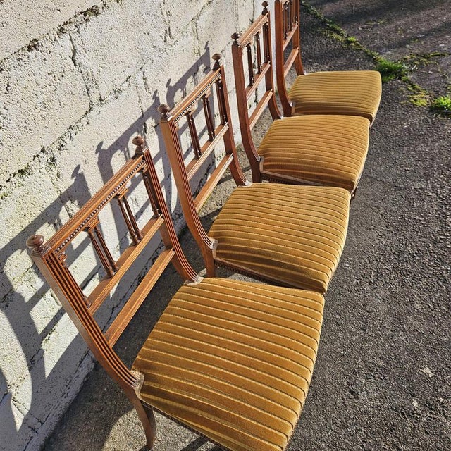 Antique :ate 19th Century Louis XVI Hand-Carved Walnut Side Chairs in the style of Claude Sené For Sale - Image 6 of 18
