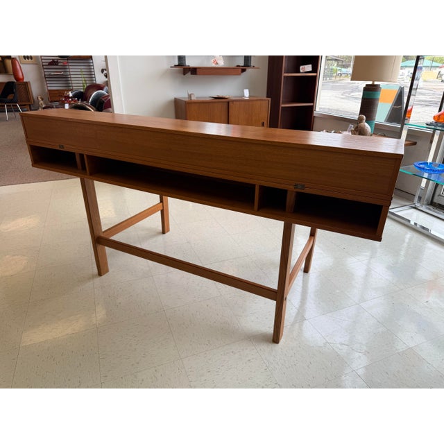 Lovig Design Mid Century Modern Danish Modern Teak Flip Top Desk Designed by Peter Lovig Nielsen for Dansk - Denmark For Sale - Image 4 of 12