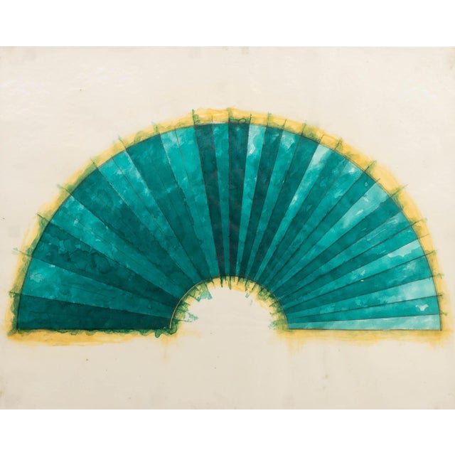 Joseph Lawrence Gardella (American, XX-XXI), Green Fan, Mixed Media on Paper, unsigned, estate stamp to reverse, black...