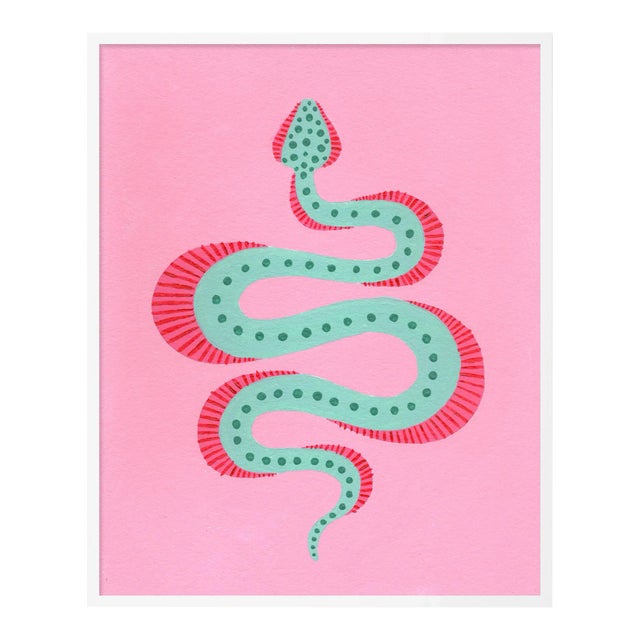 Radicchio the Snake by Willa Heart in White Framed Paper, Medium Art Print For Sale
