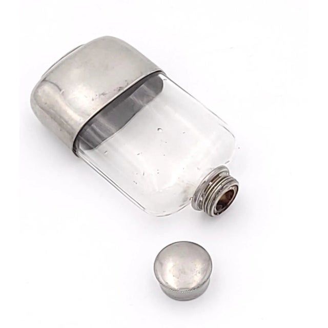 Traditional Circa 1940 Silverplate Crystal Flask For Sale - Image 3 of 8