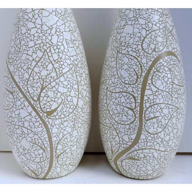 Artisan Eggshell Mosaic Ceramic Vases - A Pair For Sale In Los Angeles - Image 6 of 8
