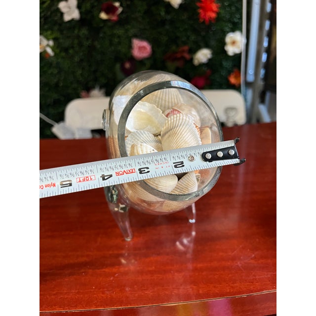 Nautical 1970s Blenko Style Hand Blown Glass Fish Bowl With Shells For Sale - Image 3 of 7