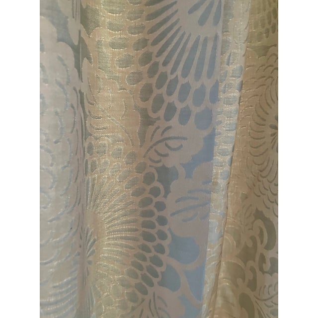 Tone on Tone Bluish and Beige Moire Drapes- Set of 2 Panels For Sale - Image 4 of 10