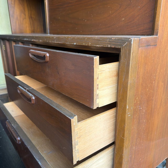 1969 Mid-Century Modern Broyhill Walnut and Laminate Hutch For Sale - Image 10 of 12