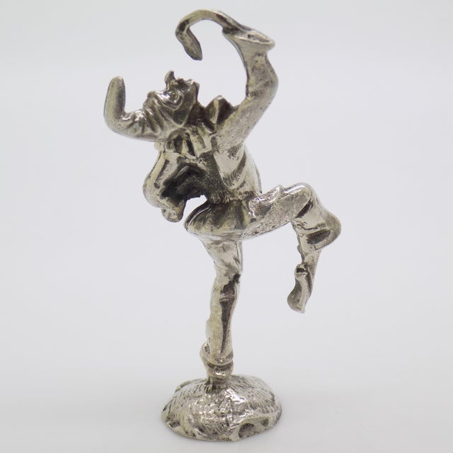 Italian Vintage Italian Handmade Genuine Sterling Silver 925 Pulcinella "Commedia Dell'Arte" Figurine Miniature For Sale - Image 3 of 8