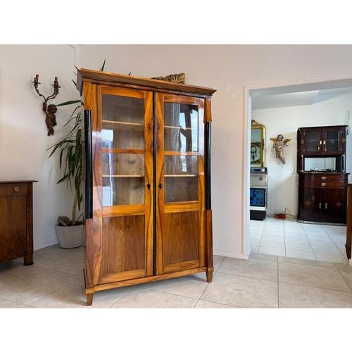 For Sale: Original Biedermeier Display Cabinet, Bookcase, Collector's Cabinet, Walnut, Height x Width x Depth 183 x 122 x...