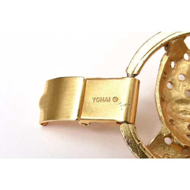 Japanese Signed Yo Hai Gold Plated Mask Charm Bracelet 90's For Sale In Miami - Image 6 of 8