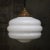 Mid-Century Modern Vintage White Reeded Opaline Glass and Brass Pendant Lamp For Sale - Image 3 of 7