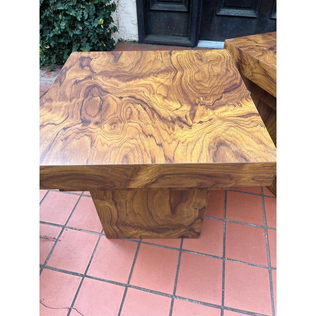 Vintage Wood Veneer Tables a Pair Chairish