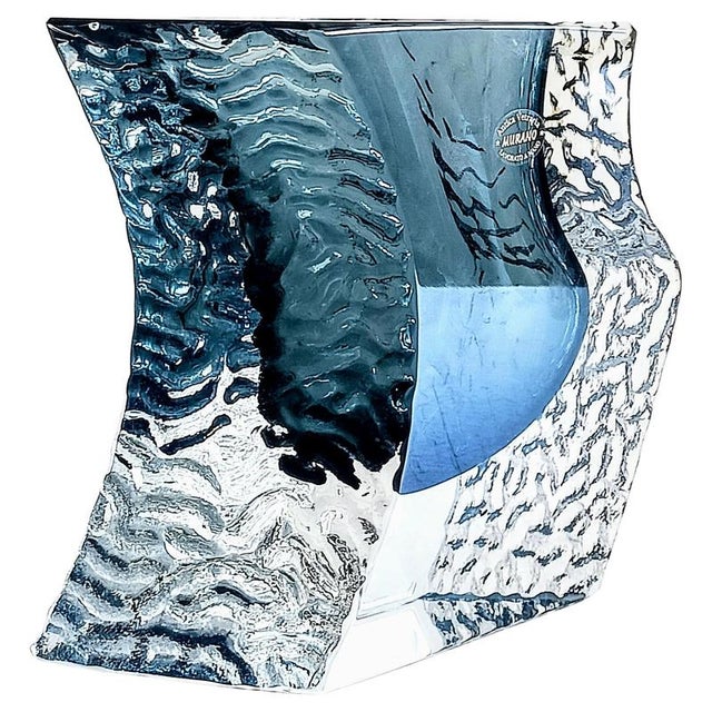 Midcentury Modern Murano Glass Textured Side Vase by Mandruzzato, Italy, 1970s For Sale - Image 6 of 10