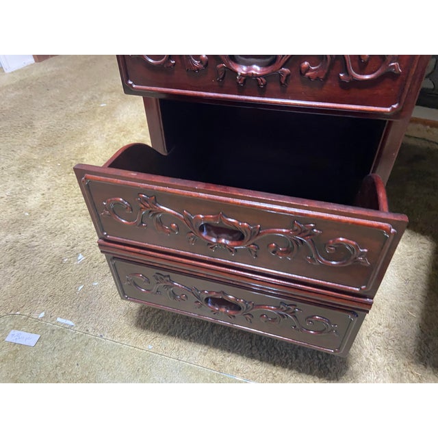 Burgundy Vintage Mid Century Modern Rosewood Oriental Chinese Asian Executive Desk For Sale - Image 8 of 12