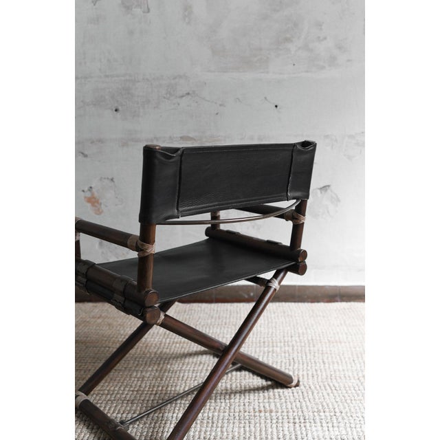 Director's Chairs in Bamboo and Black Leather by Lyda Levi for McGuire, 1970s, Set of 2 For Sale - Image 3 of 5