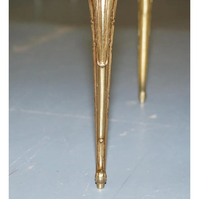French Brass Framed Side Tables with Italian Marble Tops, 1900s, Set of 2 For Sale - Image 13 of 15