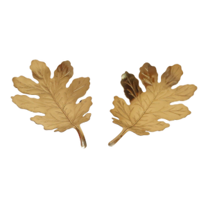 Pair of Vintage Hollywood Regency-Style Brass Leaf Catchalls / Decorative Dishes
