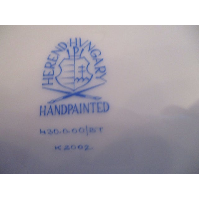 White Herend Hungary Porcelain Hand Painted Serving Dish For Sale - Image 8 of 8