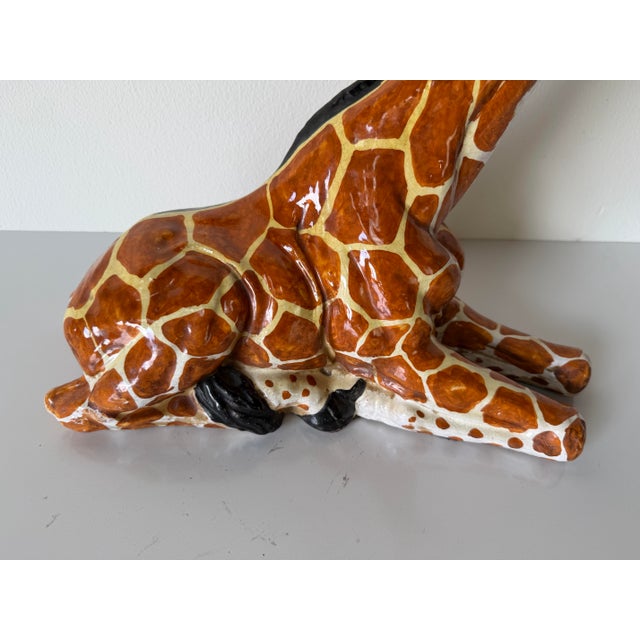 Hollywood Regency Vintage Italian Handcrafted Terracotta Giraffe Sculpture For Sale - Image 3 of 12