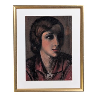 Clyde F. Seavey "Girl's Head" 1936 Pastel Portrait, San Francisco Artist For Sale