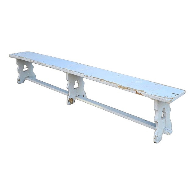 French Wooden Farmhouse Garden Bench, 1960s For Sale