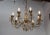1950s brass with etched glass eight-arm chandelier by Lightolier.