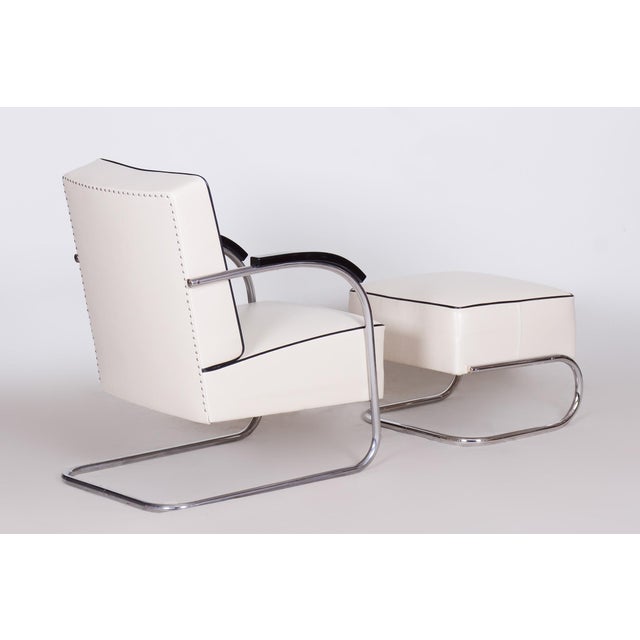 Set of Bauhaus Armchair and Ottoman in Chrome from Mücke-MelderCzech, 1930s For Sale - Image 9 of 14