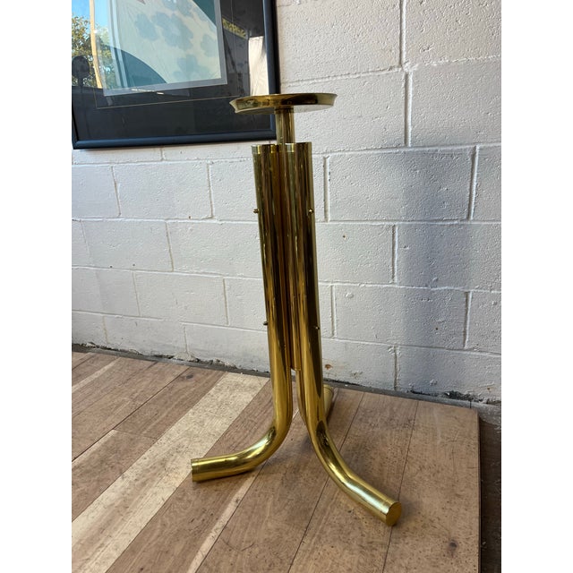 Karl Springer Postmodern Polished Brass Pedestal Plant Stand, Sculptural Modernist Form For Sale - Image 4 of 8
