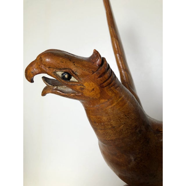 Arts & Crafts Arts & Crafts Era Carved Eagle Sculpture With Inset Clock For Sale - Image 3 of 10