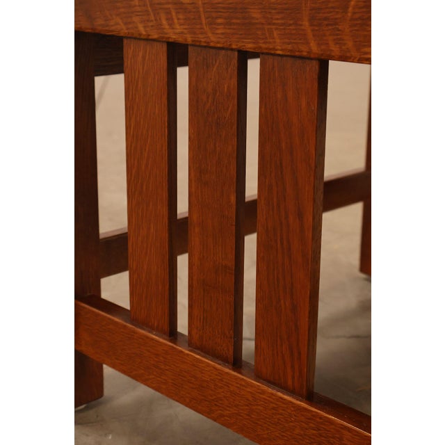 Stickley Mission Collection Oak & Leather Ottoman Footstool For Sale - Image 9 of 18