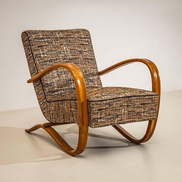 Jindrich Halabala Pair of H-269 Lounge Chairs by Jindřich Halabala, Czechia, 1930s For Sale - Image 4 of 6