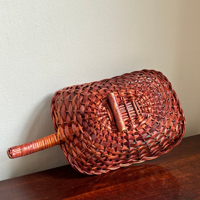 Vintage Wicker Scoop Basket For Sale - Image 4 of 11