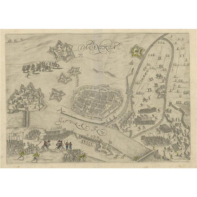Antique Map of the Siege and Occupation of Deventer City, 1610 For Sale