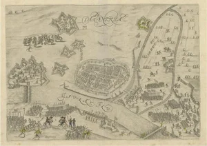Antique Map of the Siege and Occupation of Deventer City, 1610